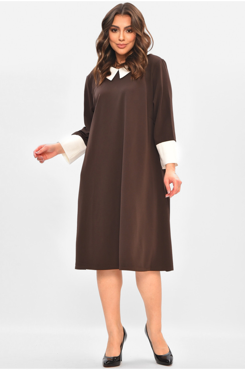 Платье женское однотонное тёмно-коричневого цвета 8104 208181