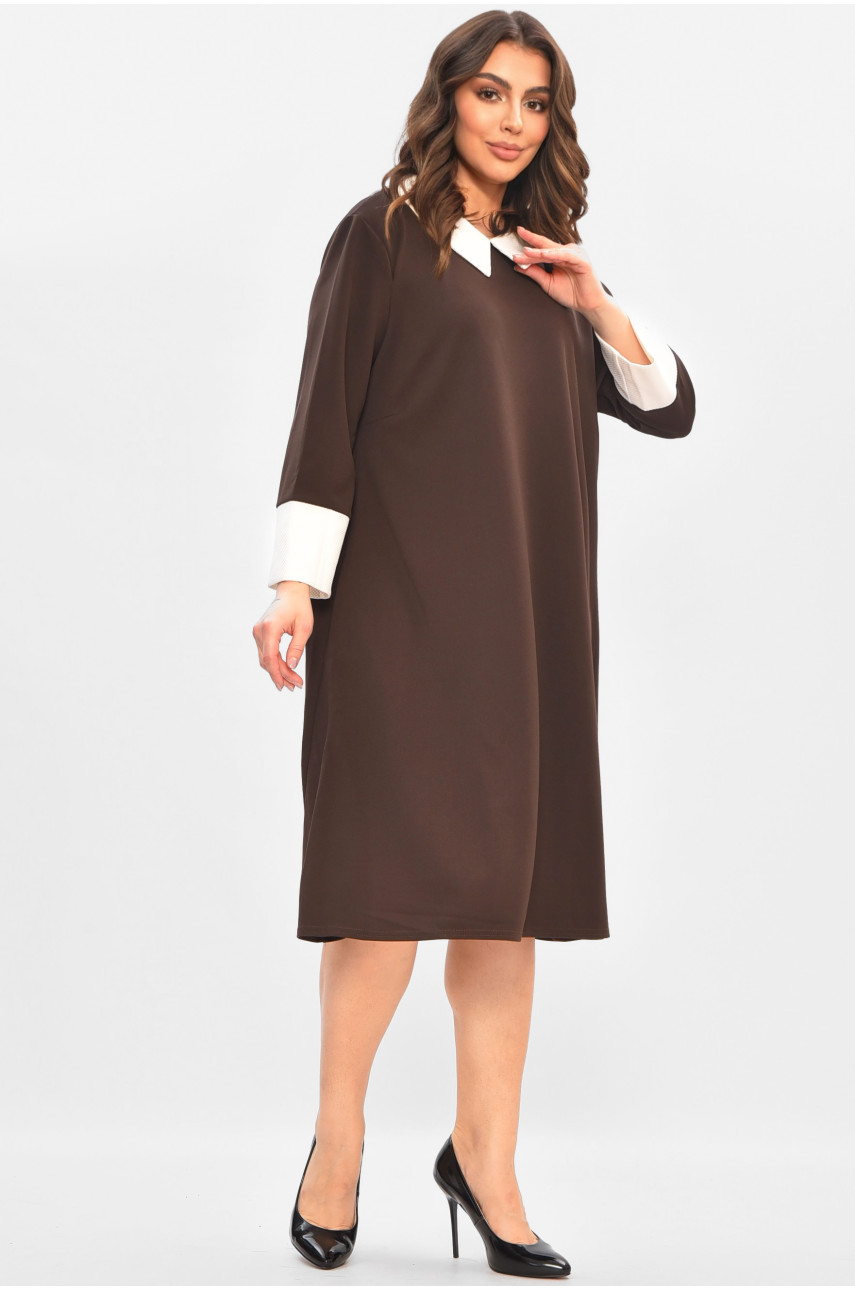 Платье женское однотонное тёмно-коричневого цвета 8104 208181