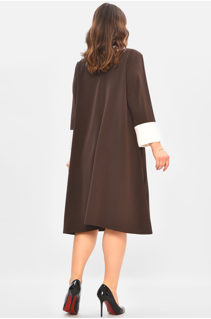 Платье женское однотонное тёмно-коричневого цвета 8104 208181