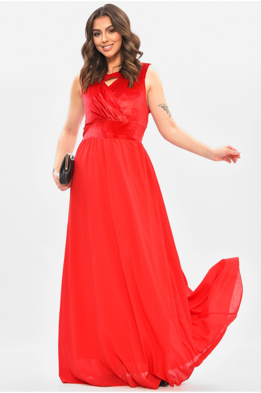 Платье женское однотонное полубатальное красного цвета 8338 208182