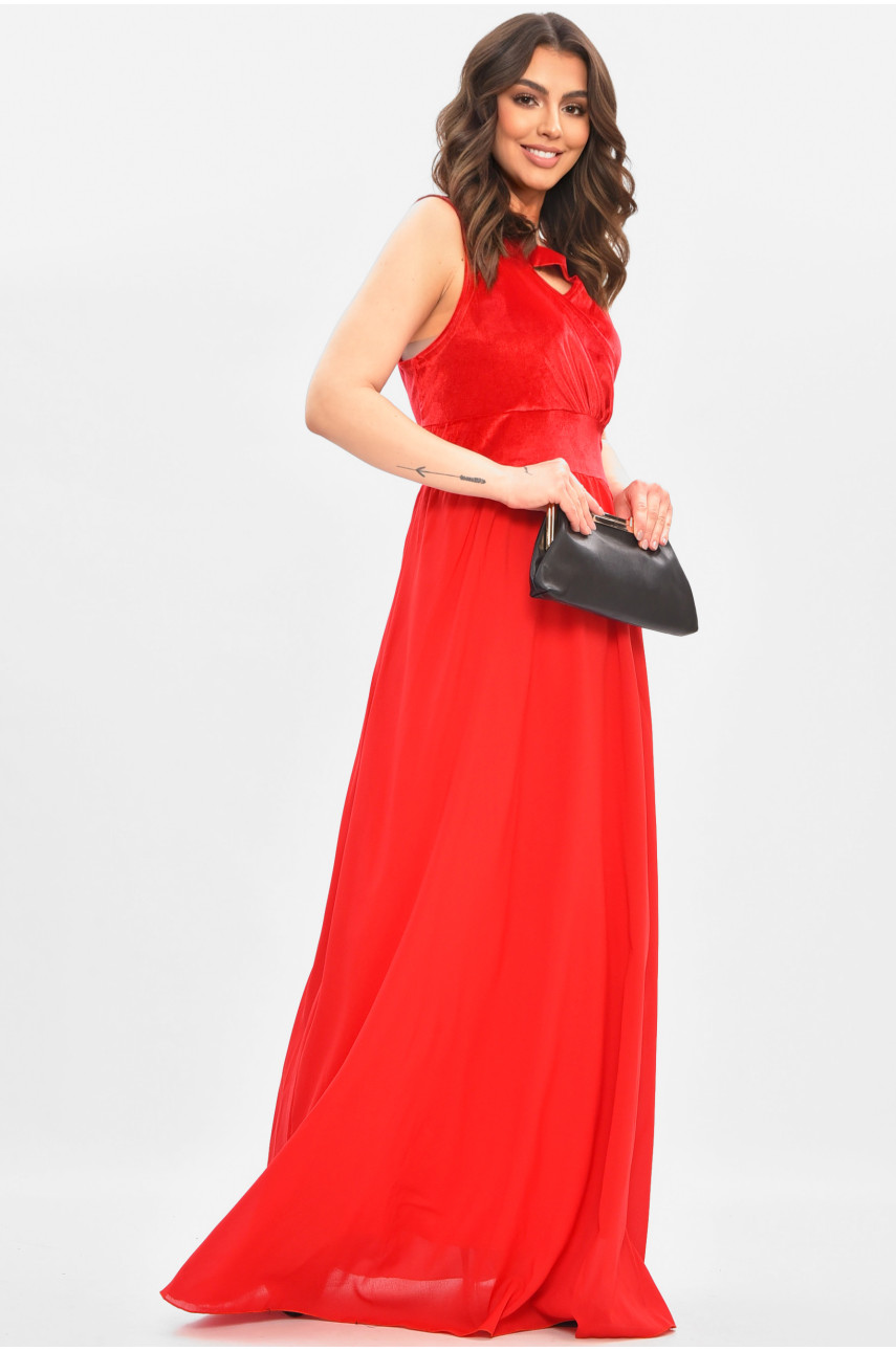 Платье женское однотонное полубатальное красного цвета 8338 208182