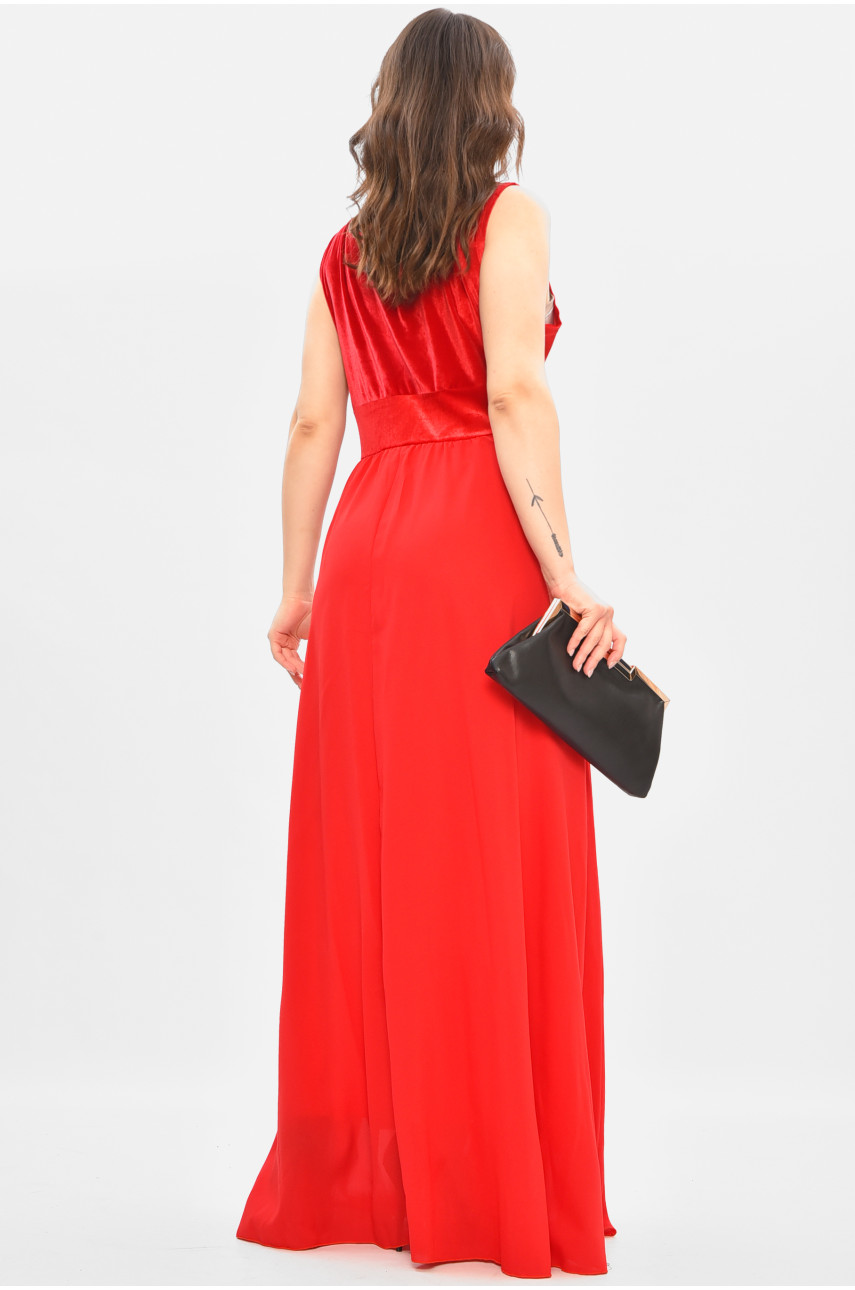 Платье женское однотонное полубатальное красного цвета 8338 208182