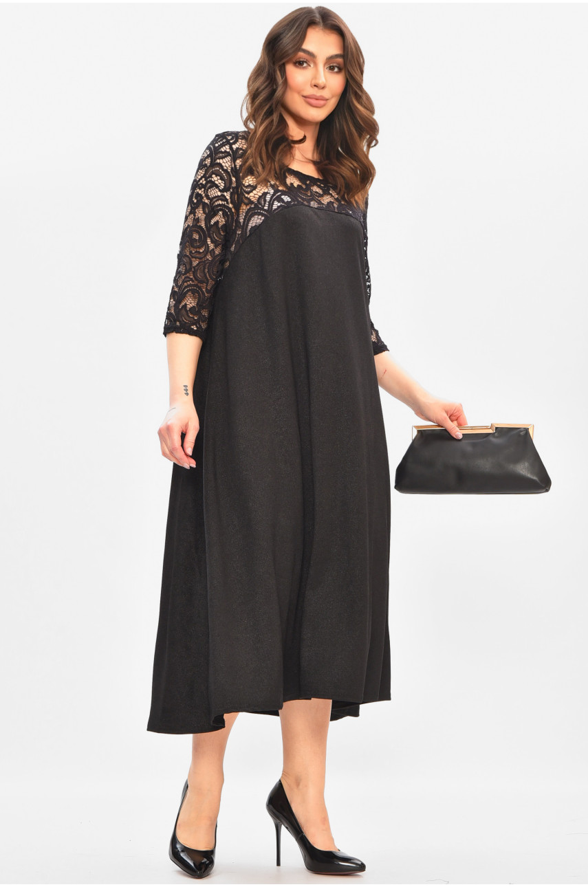 Платье женское однотонное полубатальное черного цвета 8290 208183