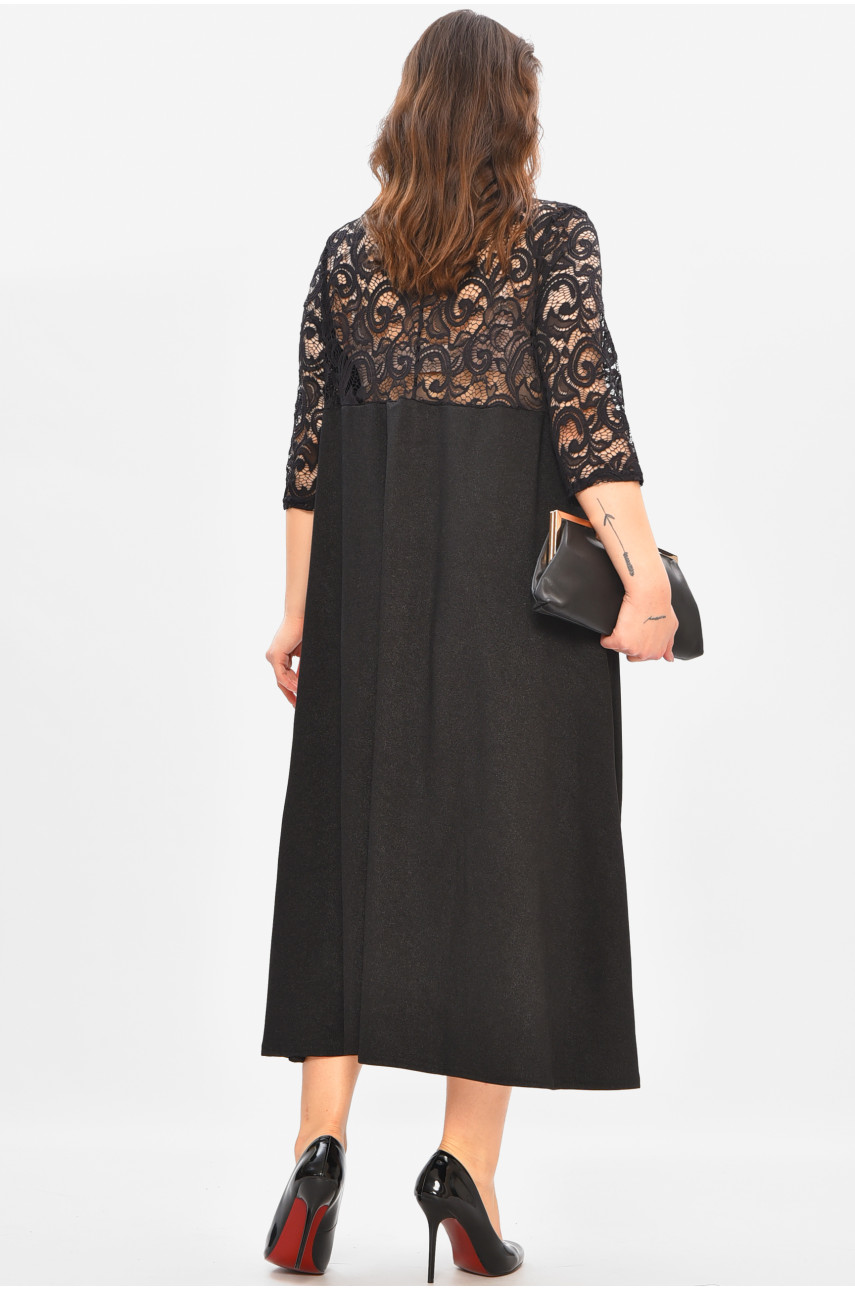 Платье женское однотонное полубатальное черного цвета 8290 208183