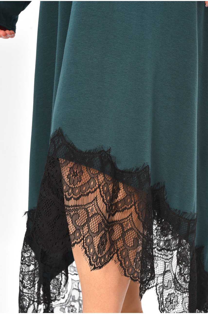 Сукня жіноча однотонна батальна темно-зеленого кольору 8292 208186