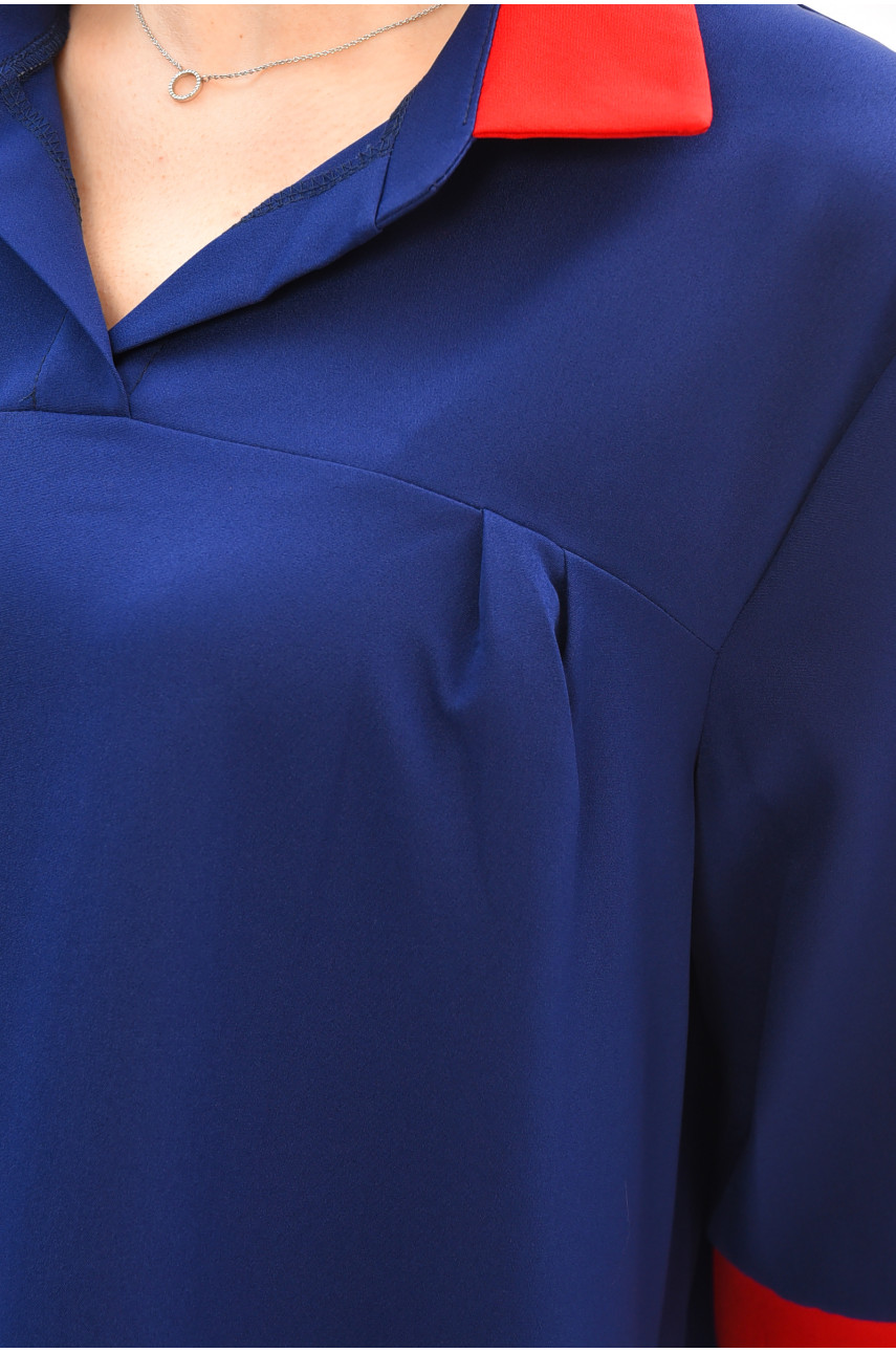 Платье женское однотонное полубатальное тёмно-синего цвета 8272 208187