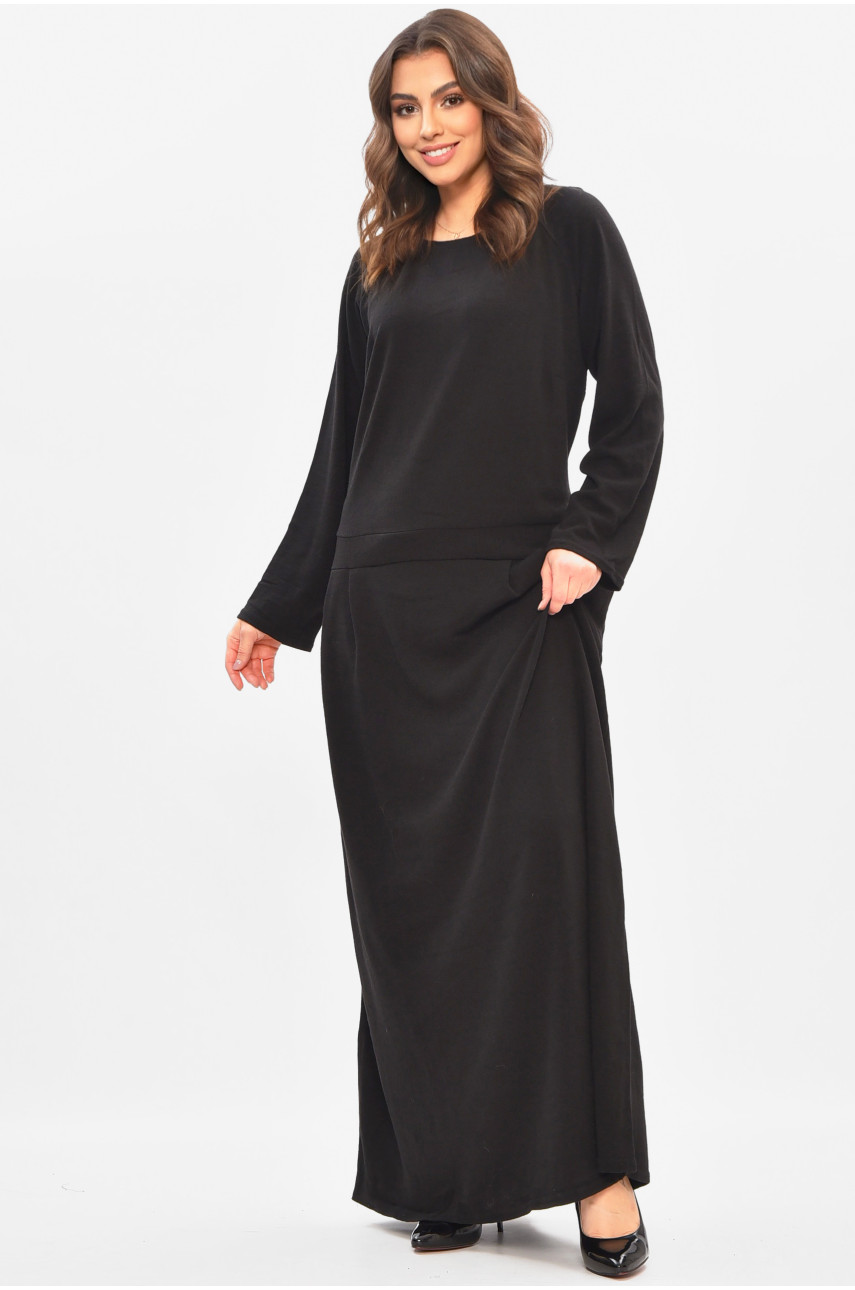 Платье женское однотонное полубатальное черного цвета 8272 208189