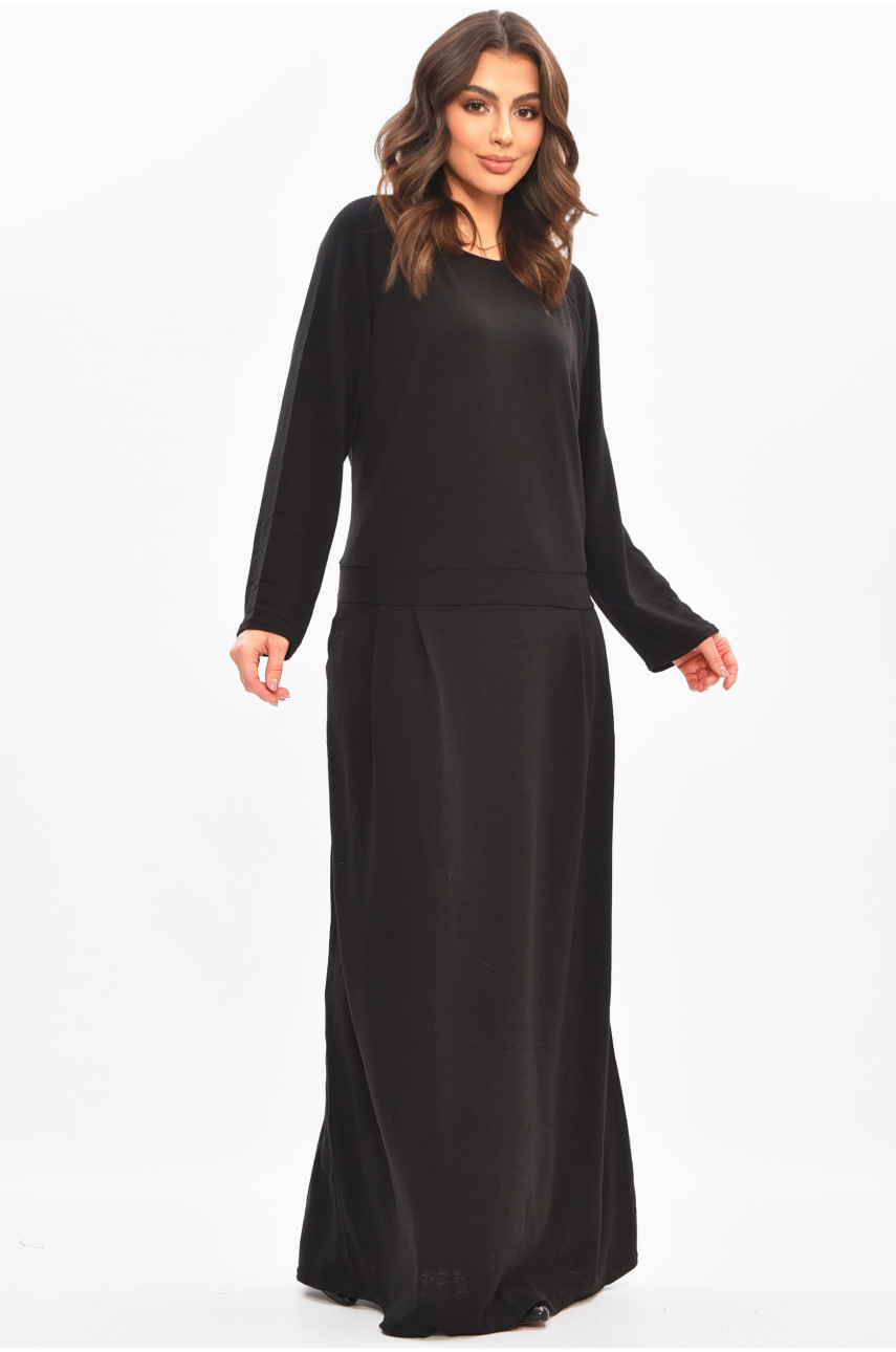 Платье женское однотонное полубатальное черного цвета 8272 208189