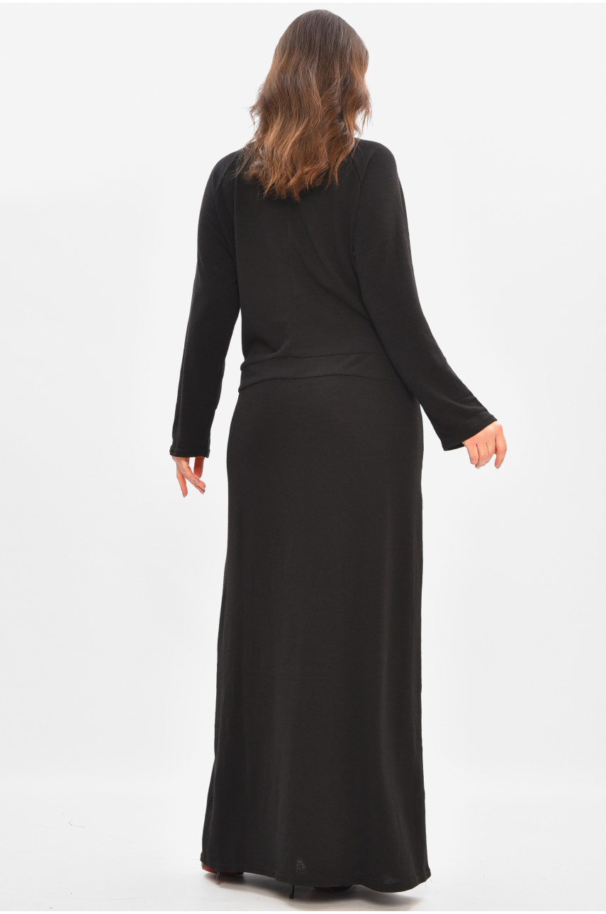 Сукня жіноча однотонна напівбатальна чорного кольору 8272 208189
