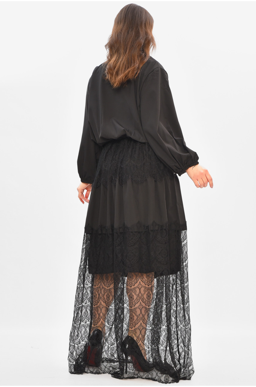 Сукня жіноча однотонна напівбатальна чорного кольору 8348 208190