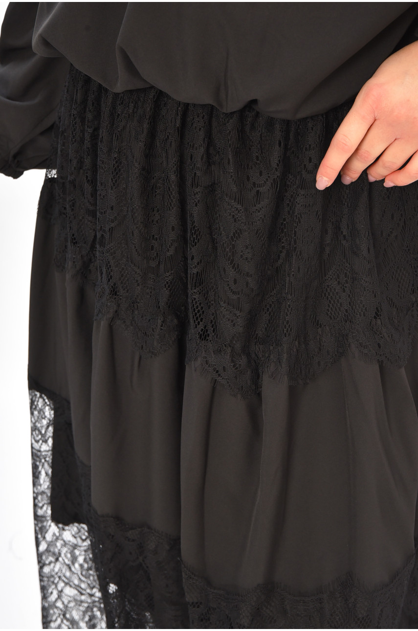 Сукня жіноча однотонна напівбатальна чорного кольору 8348 208190