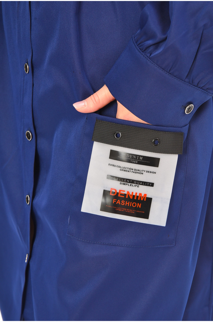 Сукня жіноча однотонна батальна темно-синього кольору 8354 208191