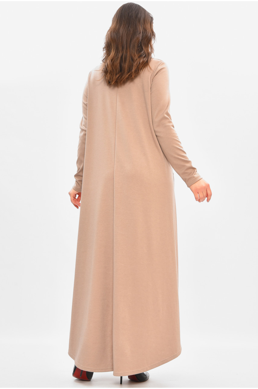 Сукня жіноча однотонна напівбатальна бежевого кольору 208195
