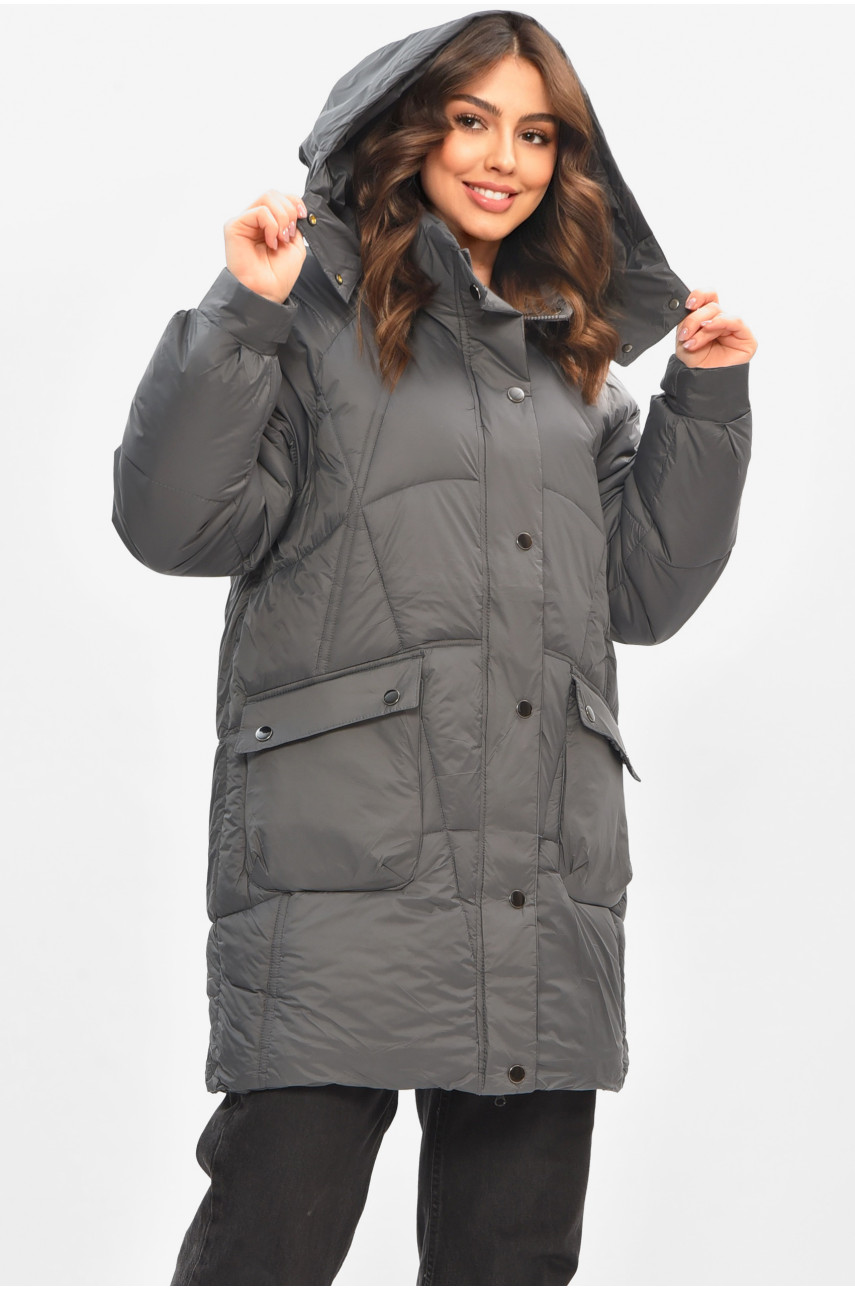 Куртка женская демисезонная полубатальная серого цвета 22-51 208202