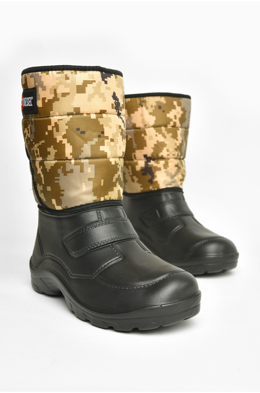 Дутики мужские пена пиксель на  меху черного цвета Б-02 208205