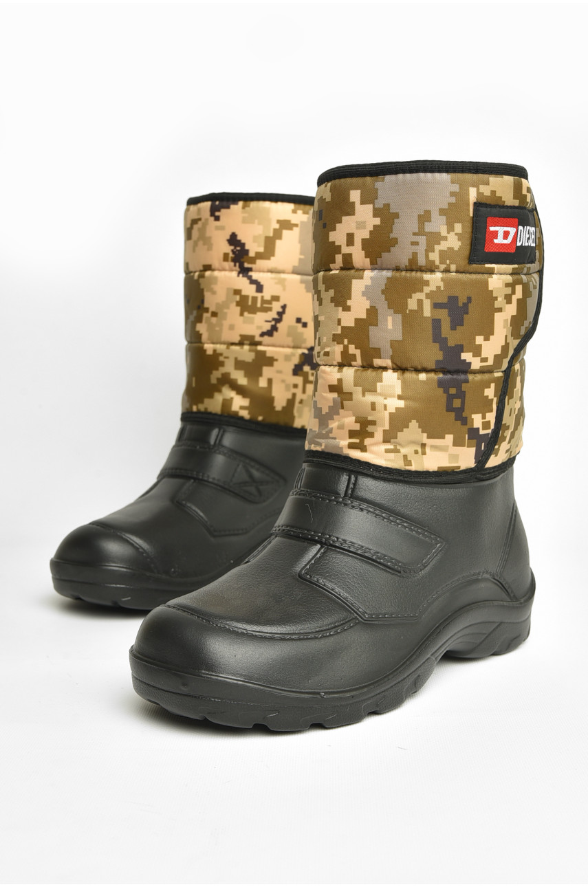 Дутики мужские пена пиксель на  меху черного цвета Б-02 208205