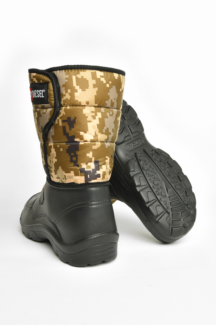 Дутики чоловічі піна піксель на хутрі чорного кольору Б-02 208205