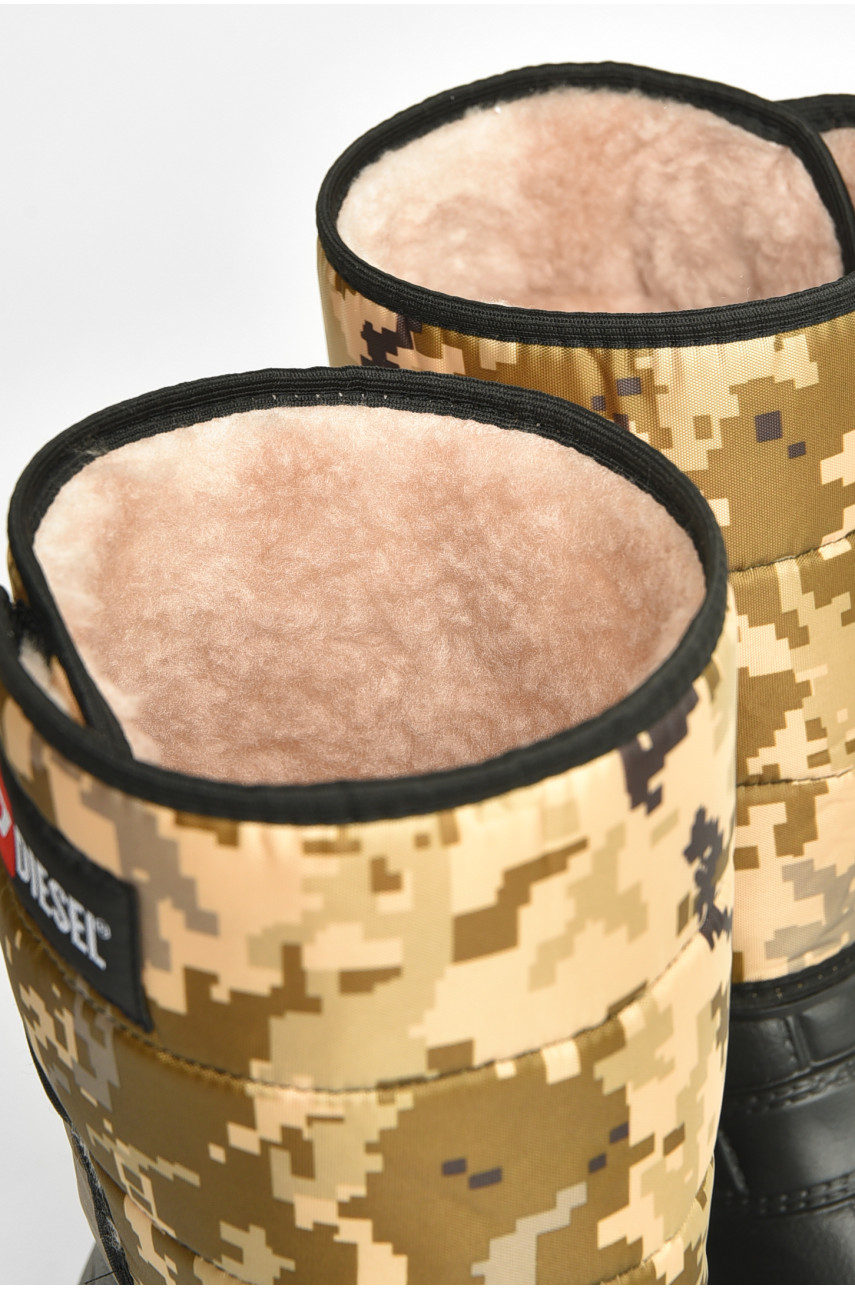 Дутики чоловічі піна піксель на хутрі чорного кольору Б-02 208205