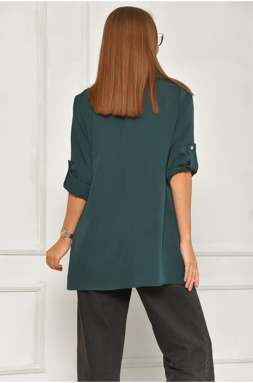 Пиджак женский однотонный тёмно-зеленого цвета 208209