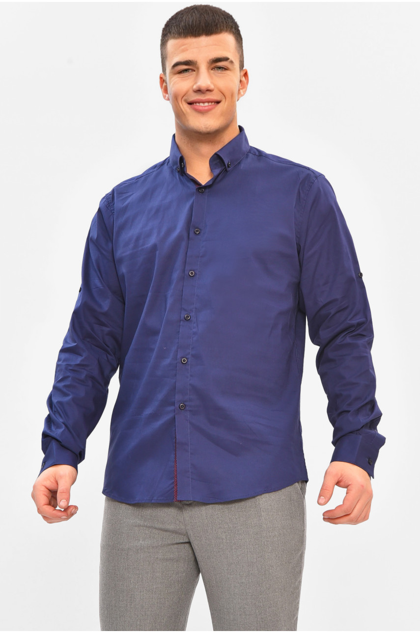 Рубашка мужская однотонная тёмно-синего цвета SDK7397S 208212