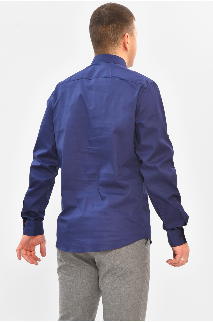Сорочка чоловіча однотонна темно-синього кольору SDK7397S 208212
