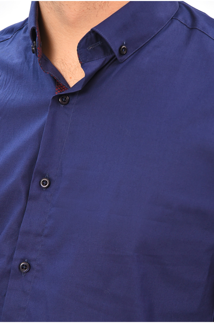 Сорочка чоловіча однотонна темно-синього кольору SDK7397S 208212