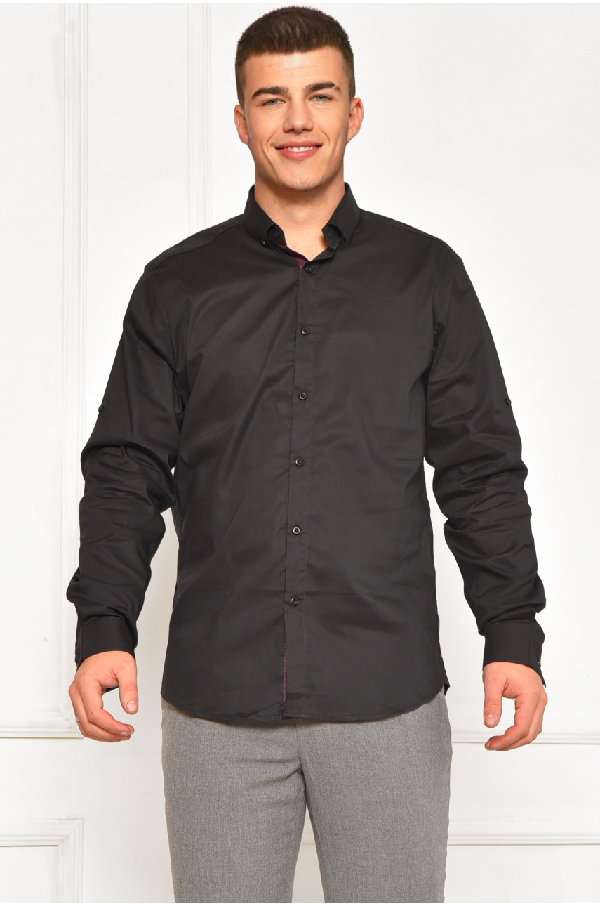 Рубашка мужская однотонная черного цвета SDK7396S 208217