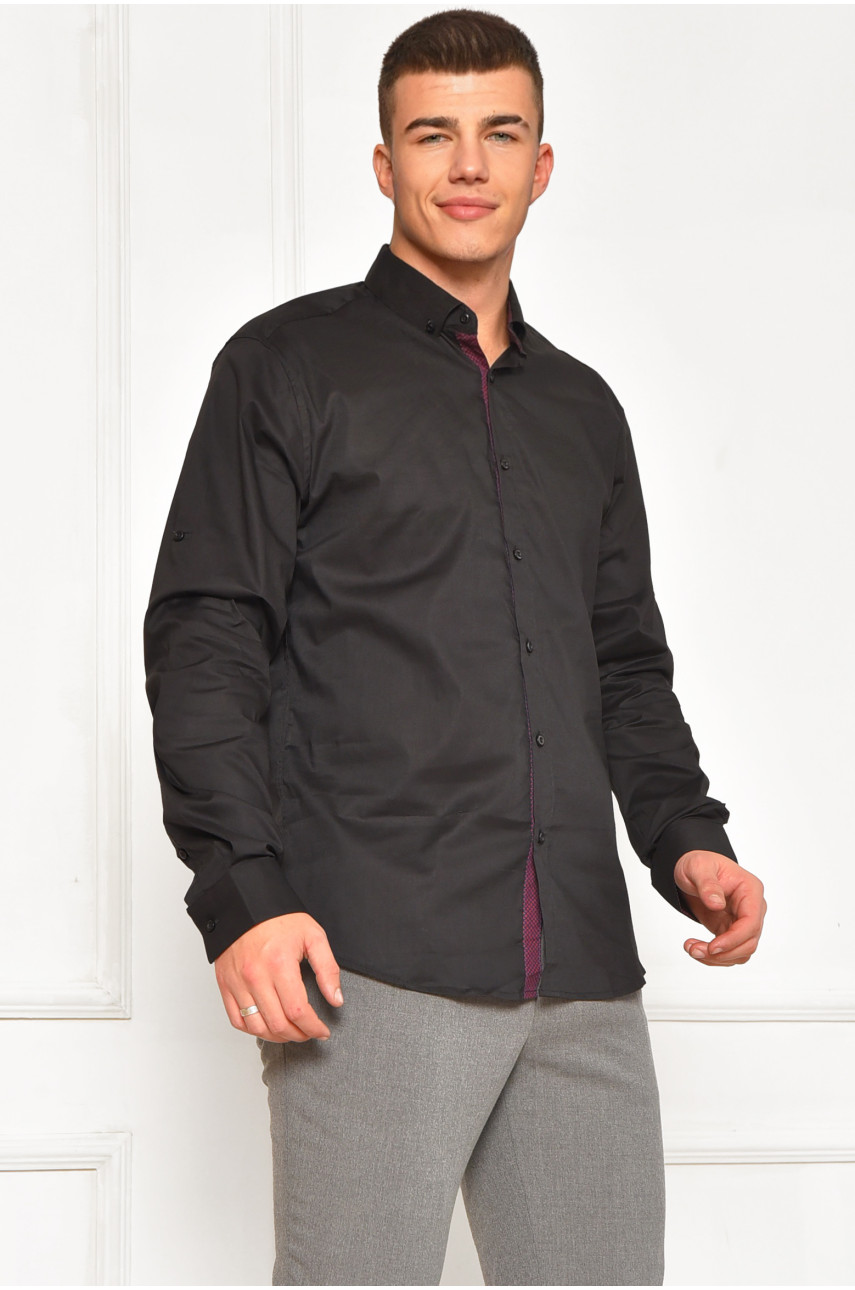 Рубашка мужская однотонная черного цвета SDK7396S 208217