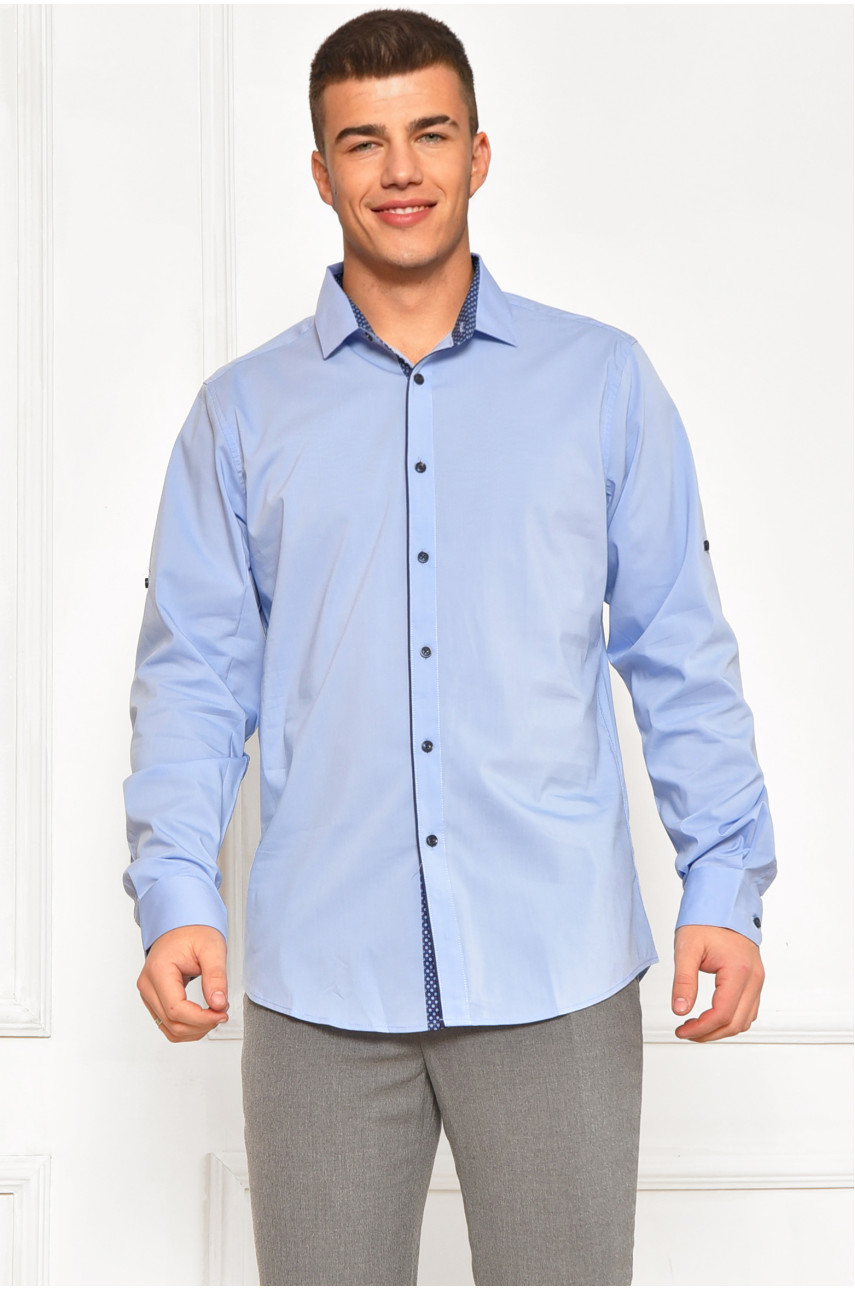 Рубашка мужская однотонная голубого цвета SDK7367 208218