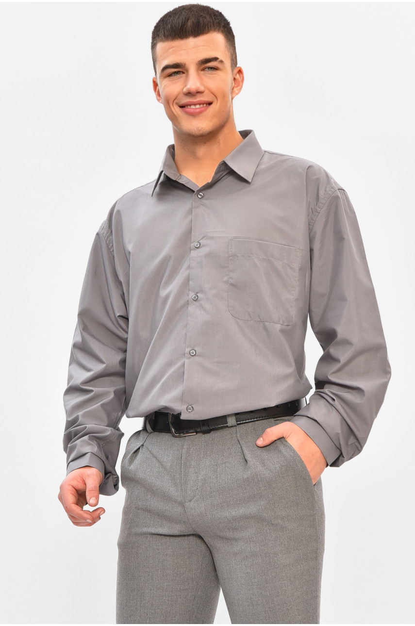 Рубашка мужская однотонная серого цвета SKY2990 208222