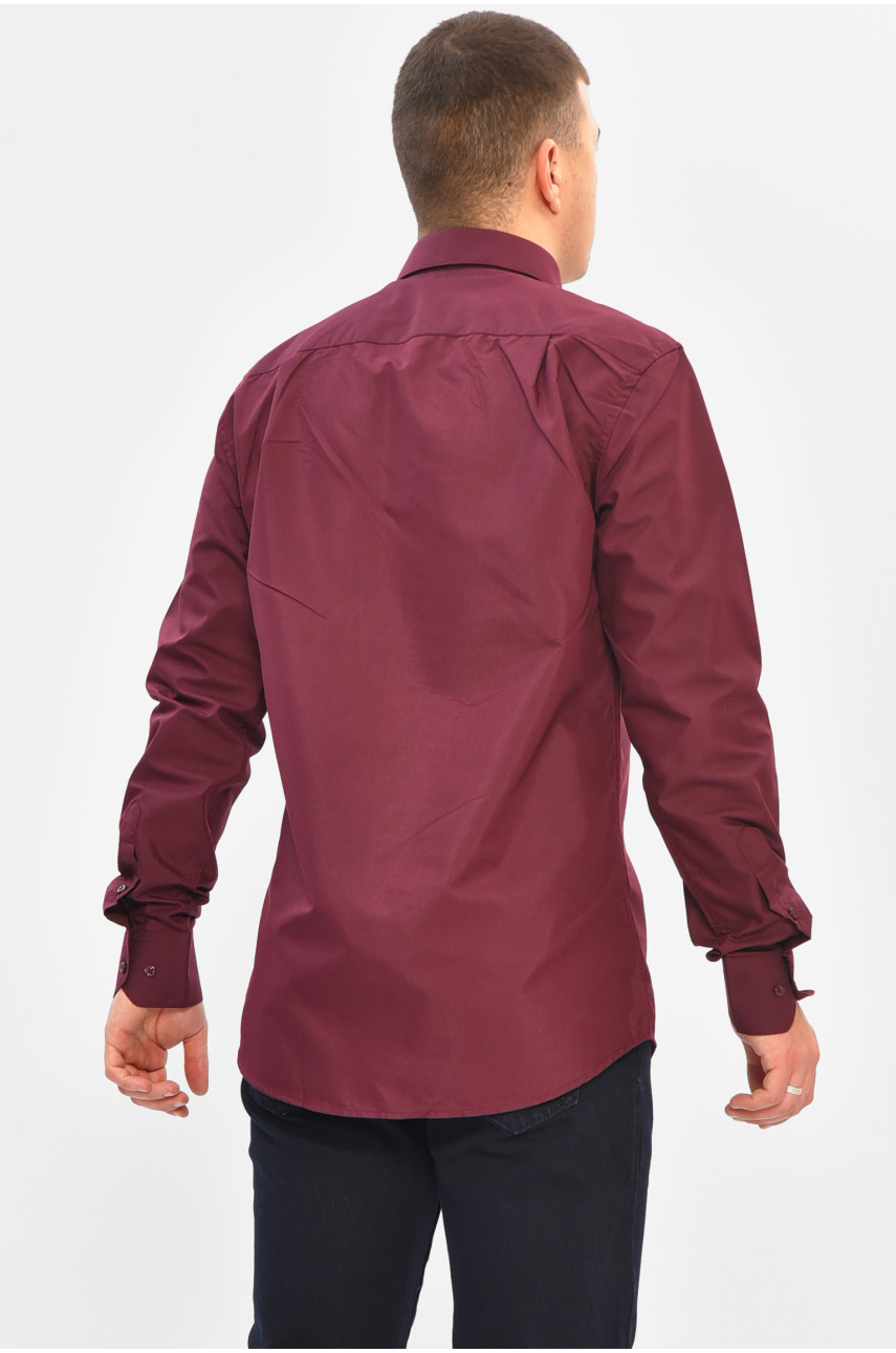 Сорочка чоловіча однотонна темно-бордового кольору SKY2662 208224