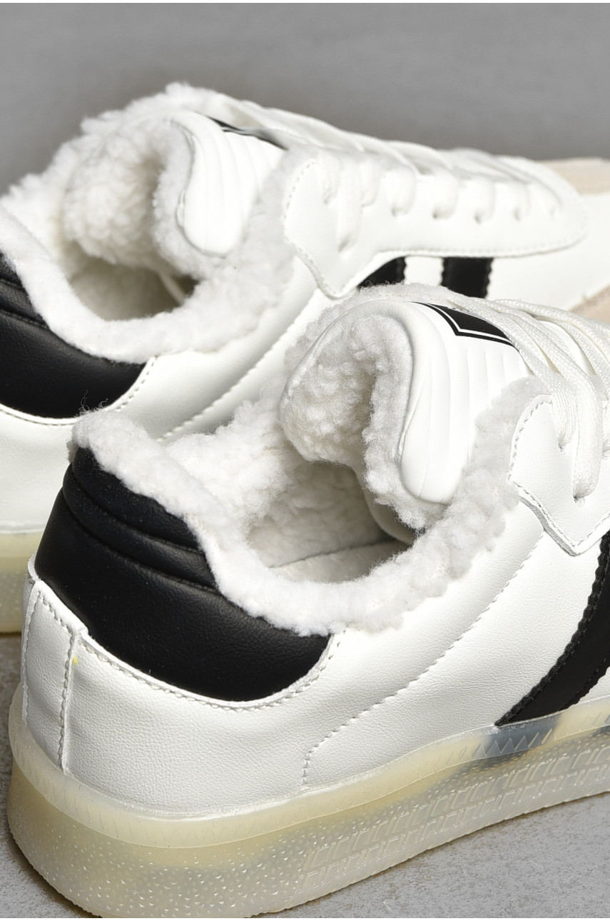 Кроссовки мужские зима белого цвета на шнуровке 690-3 208225