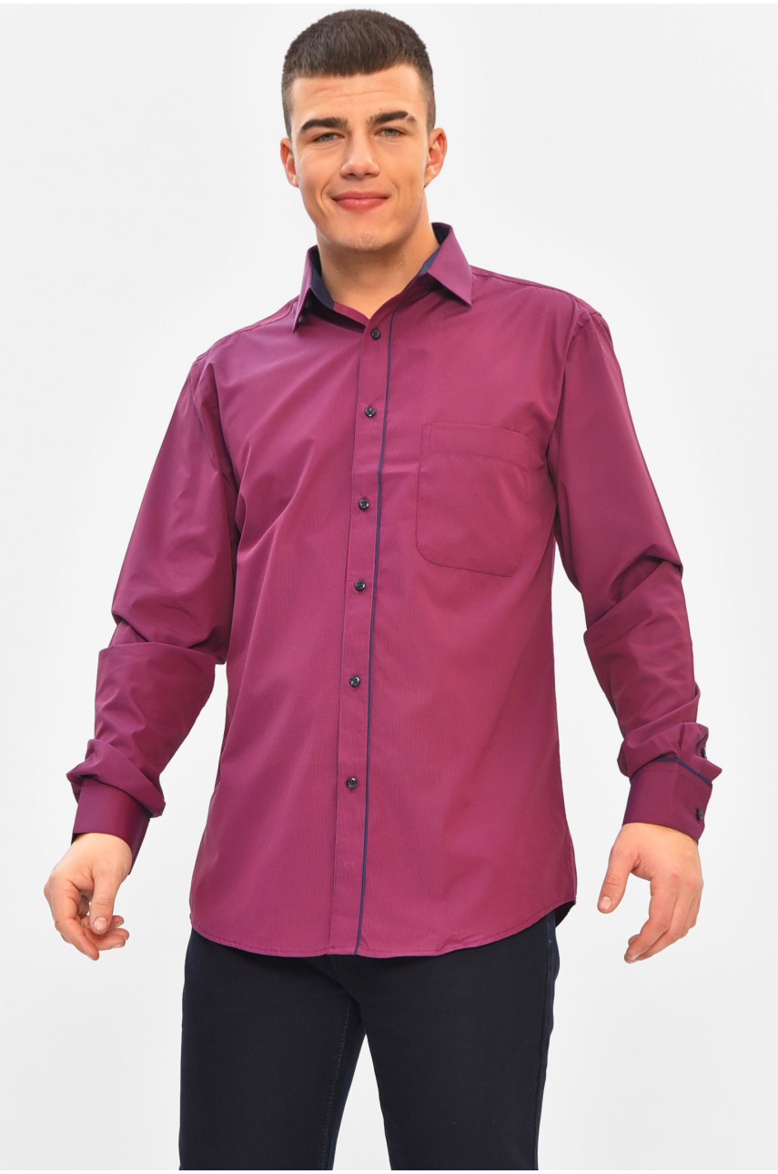 Рубашка мужская однотонная тёмно-бордового цвета 2877 208226