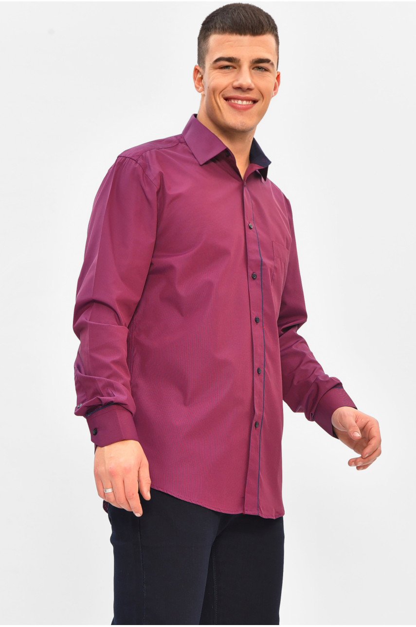 Рубашка мужская однотонная тёмно-бордового цвета 2877 208226