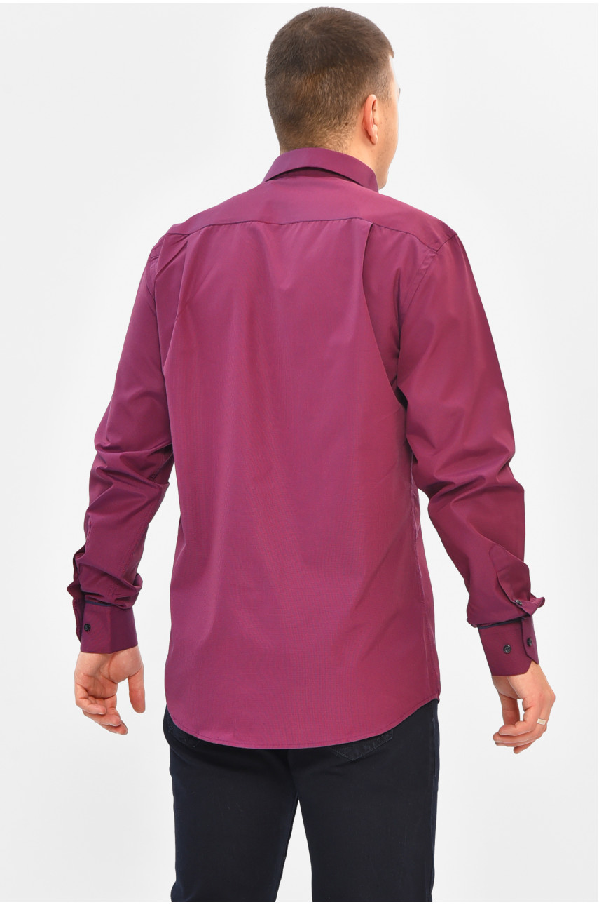 Сорочка чоловіча однотонна темно-бордового кольору 2877 208226