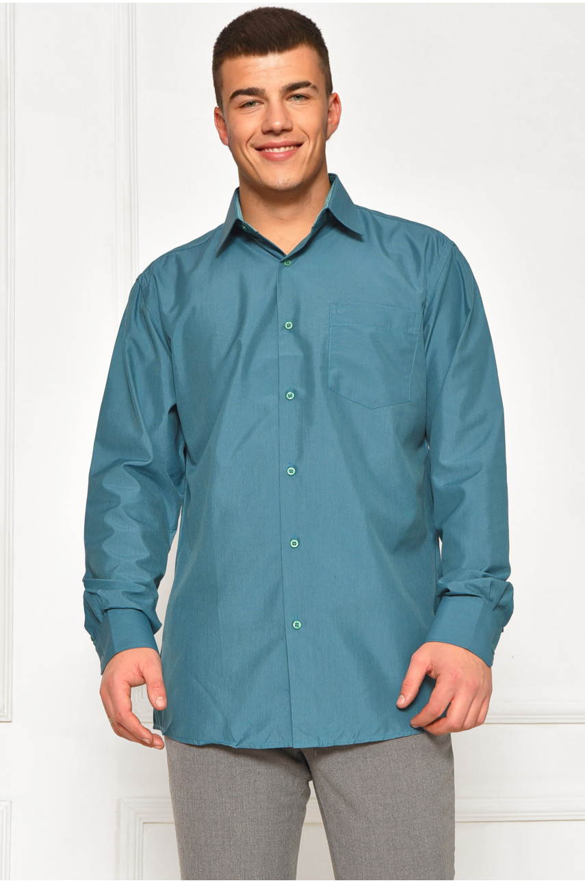 Рубашка мужская однотонная зеленого цвета SKY2472 208227