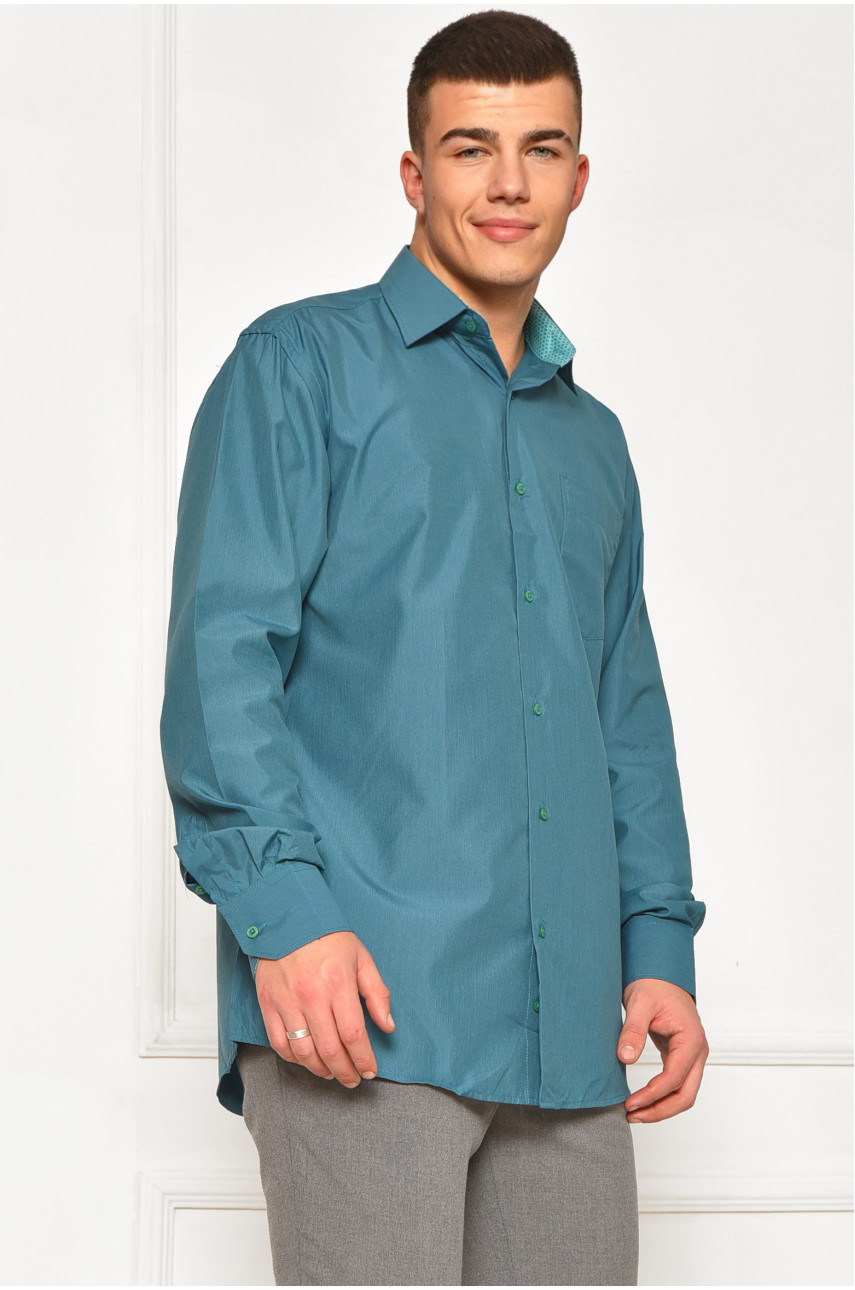Рубашка мужская однотонная зеленого цвета SKY2472 208227