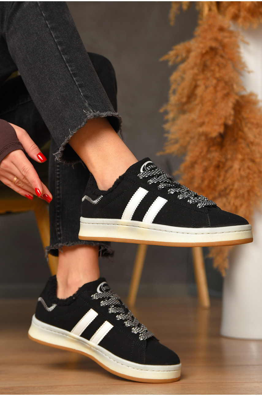 Кроссовки женские зима черного цвета на меху 670-11 208228