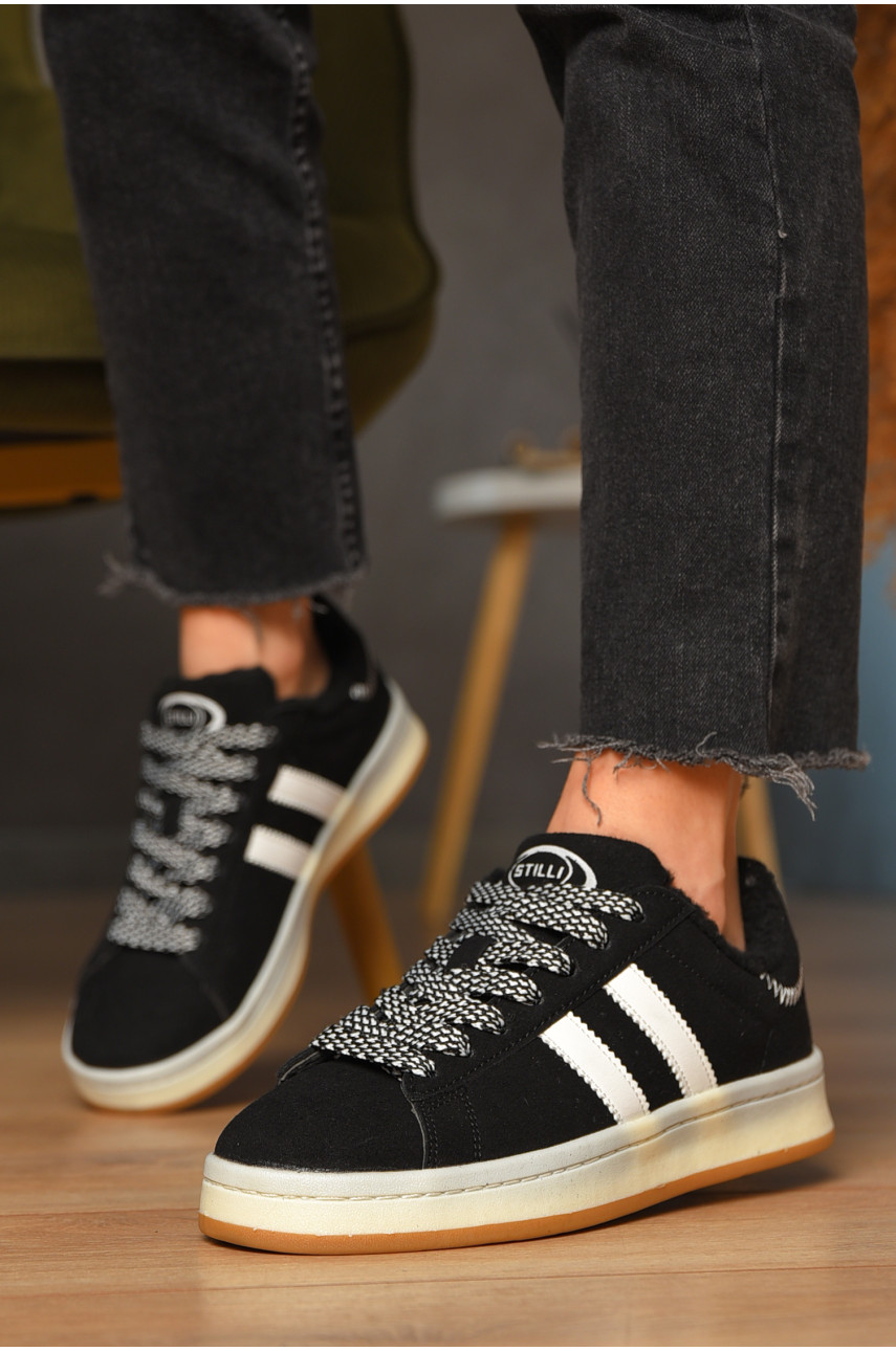 Кроссовки женские зима черного цвета на меху 670-11 208228