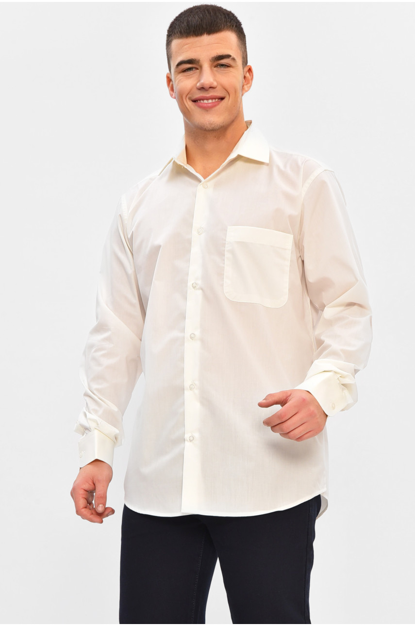 Рубашка мужская однотонная молочного цвета 7544 208230