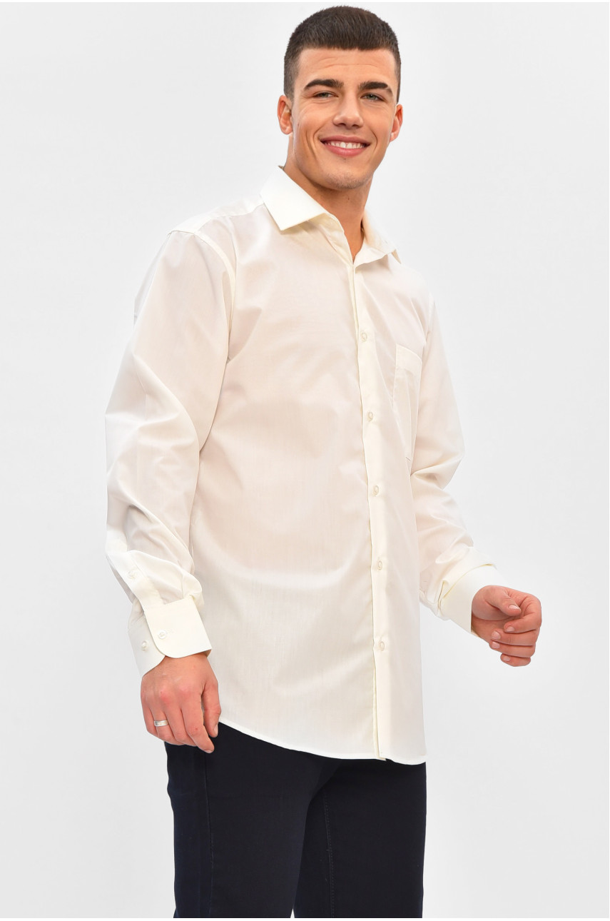 Рубашка мужская однотонная молочного цвета 7544 208230