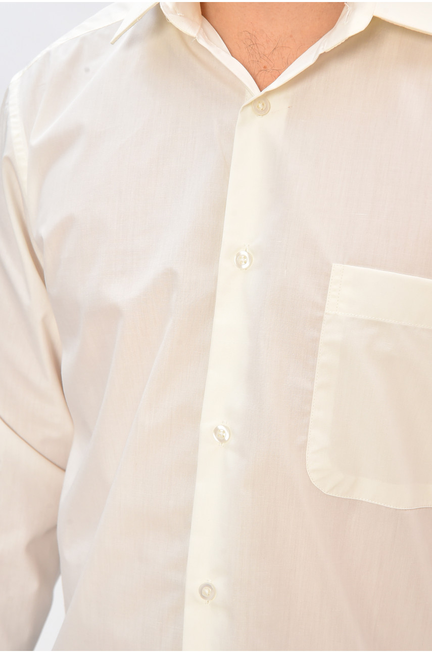 Рубашка мужская однотонная молочного цвета 7544 208230