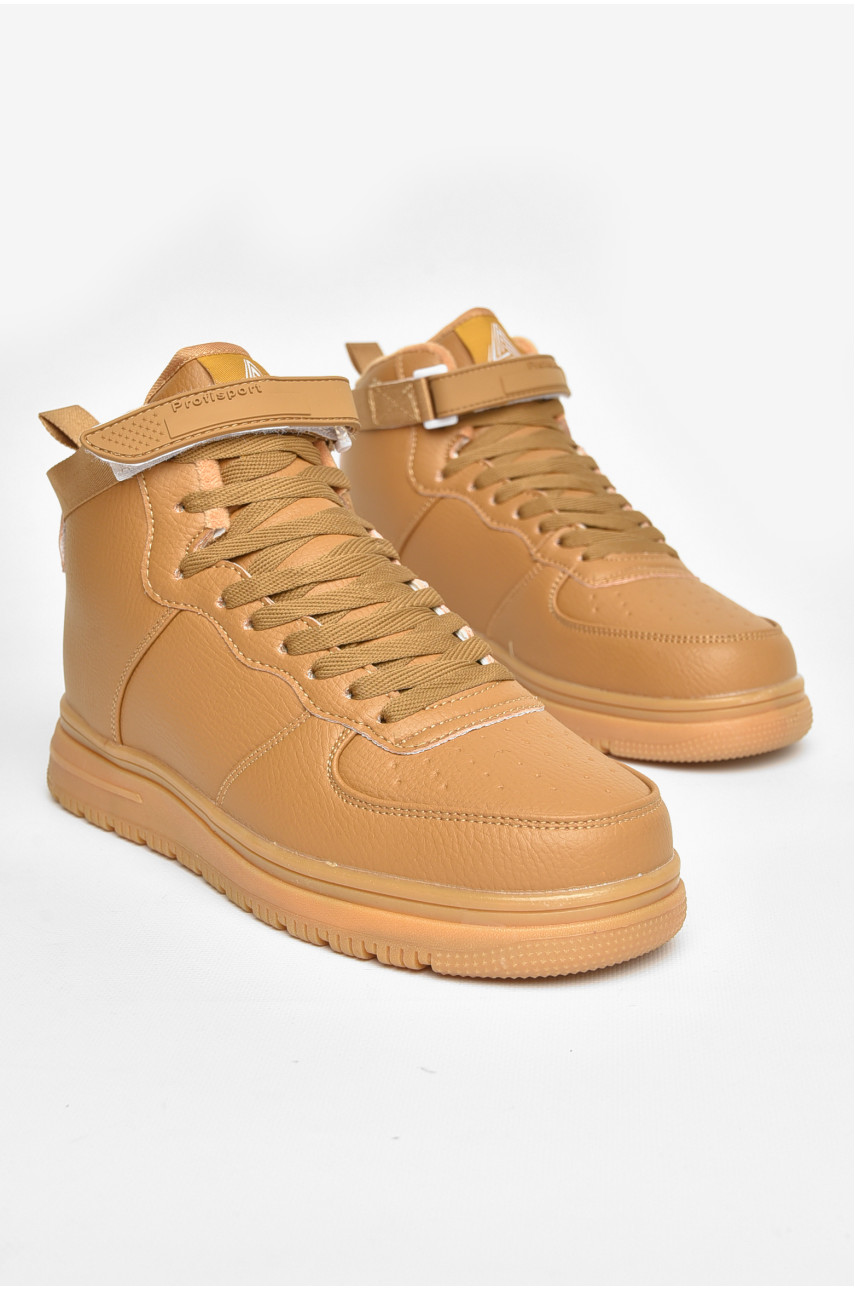 Кроссовки мужские зима светло-коричневого цвета на шнуровке 630-4 208232