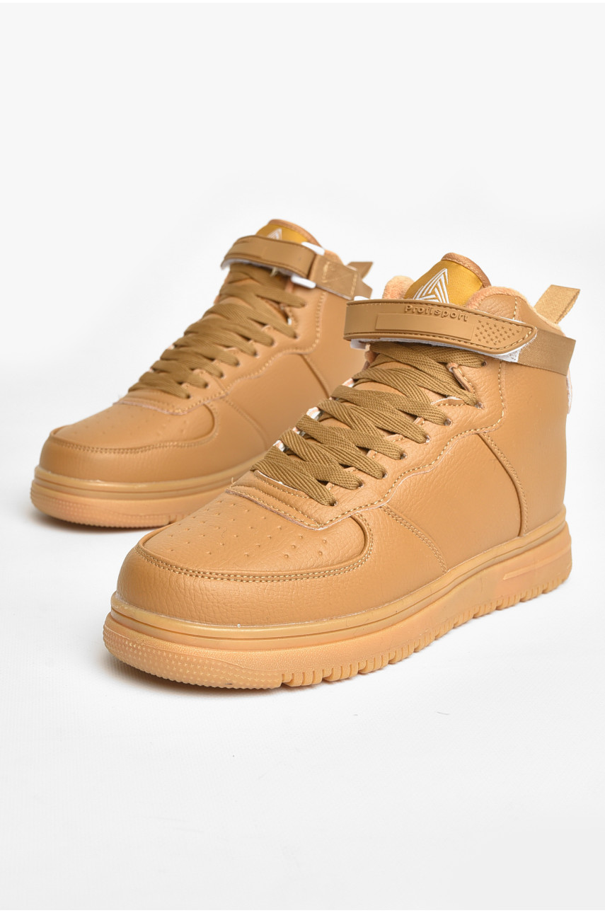 Кроссовки мужские зима светло-коричневого цвета на шнуровке 630-4 208232