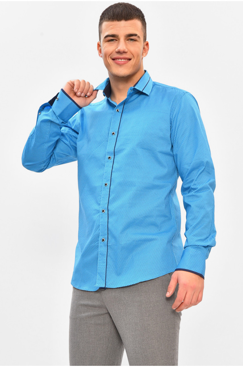 Рубашка мужская голубого цвета с принтом 2383 208233