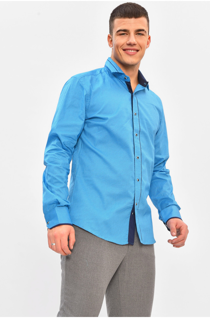 Рубашка мужская голубого цвета с принтом 2383 208233