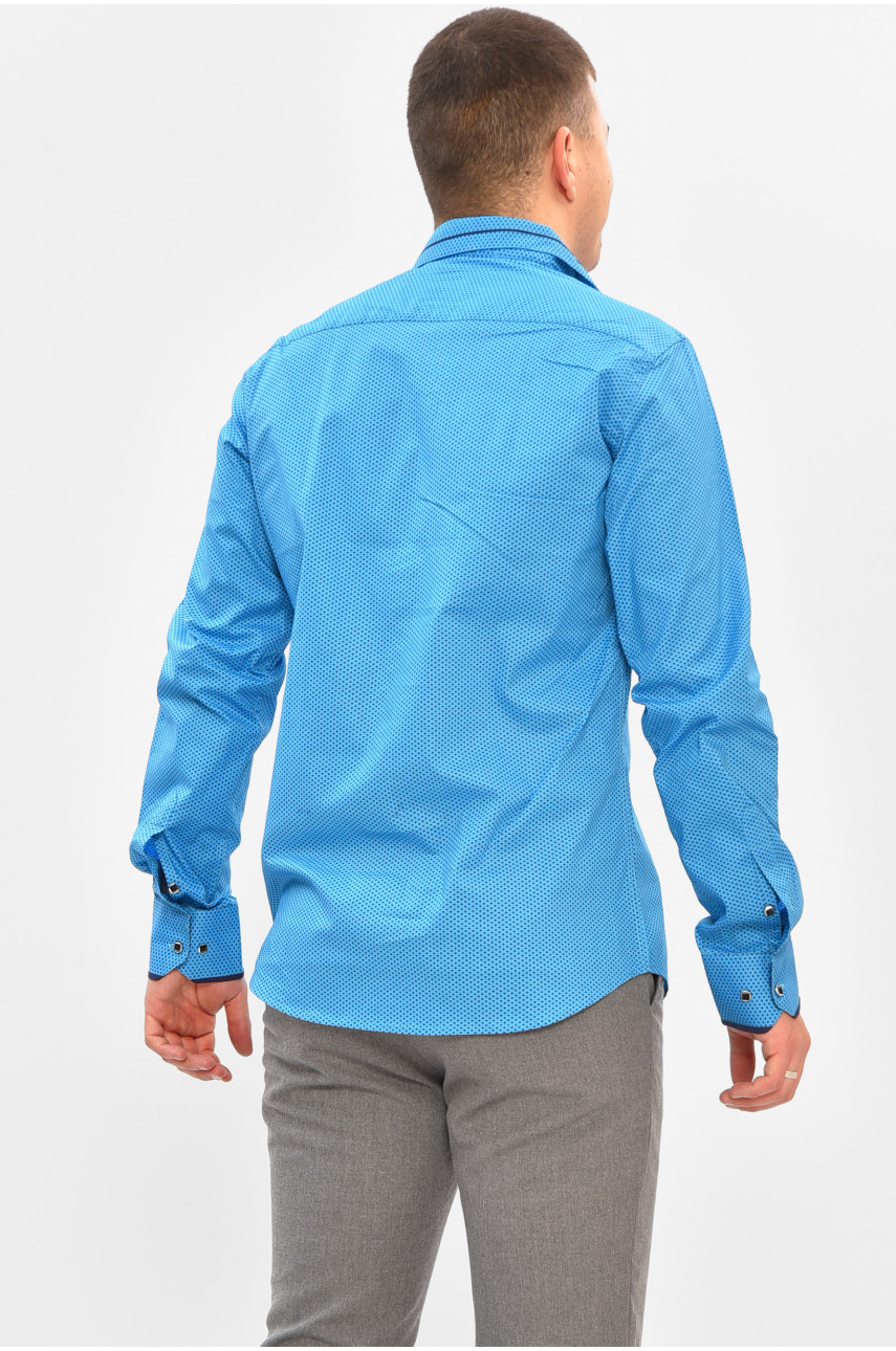 Рубашка мужская голубого цвета с принтом 2383 208233
