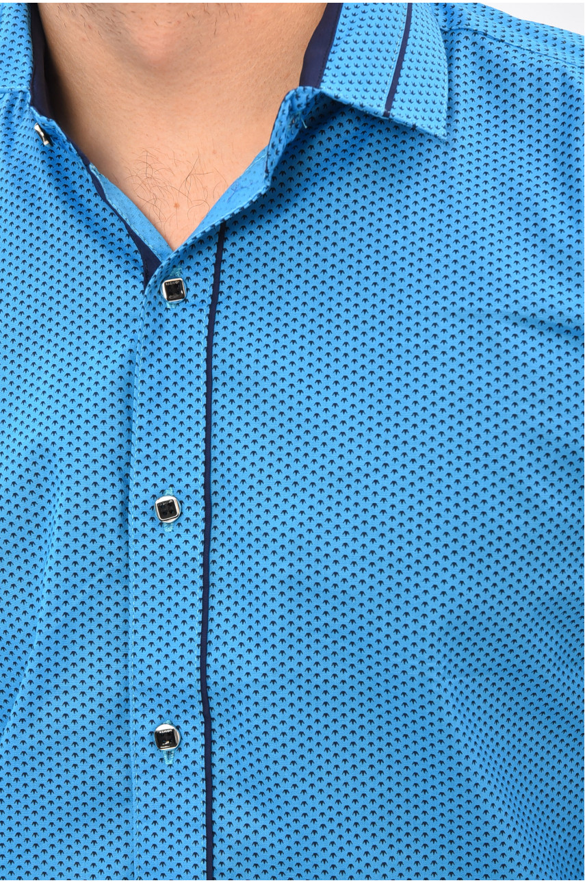 Рубашка мужская голубого цвета с принтом 2383 208233