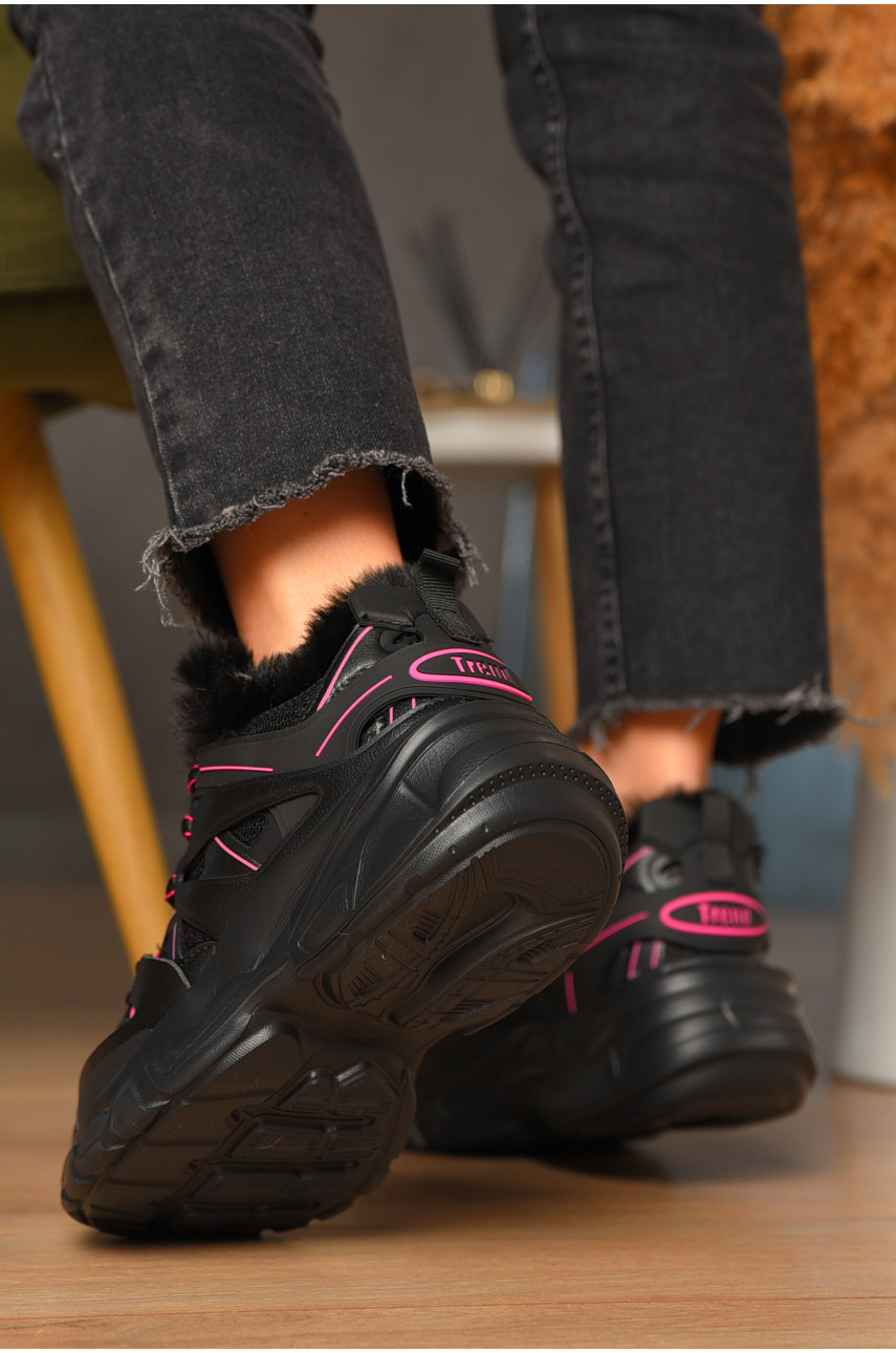 Кроссовки женские зима черного цвета на меху 655-105 208234