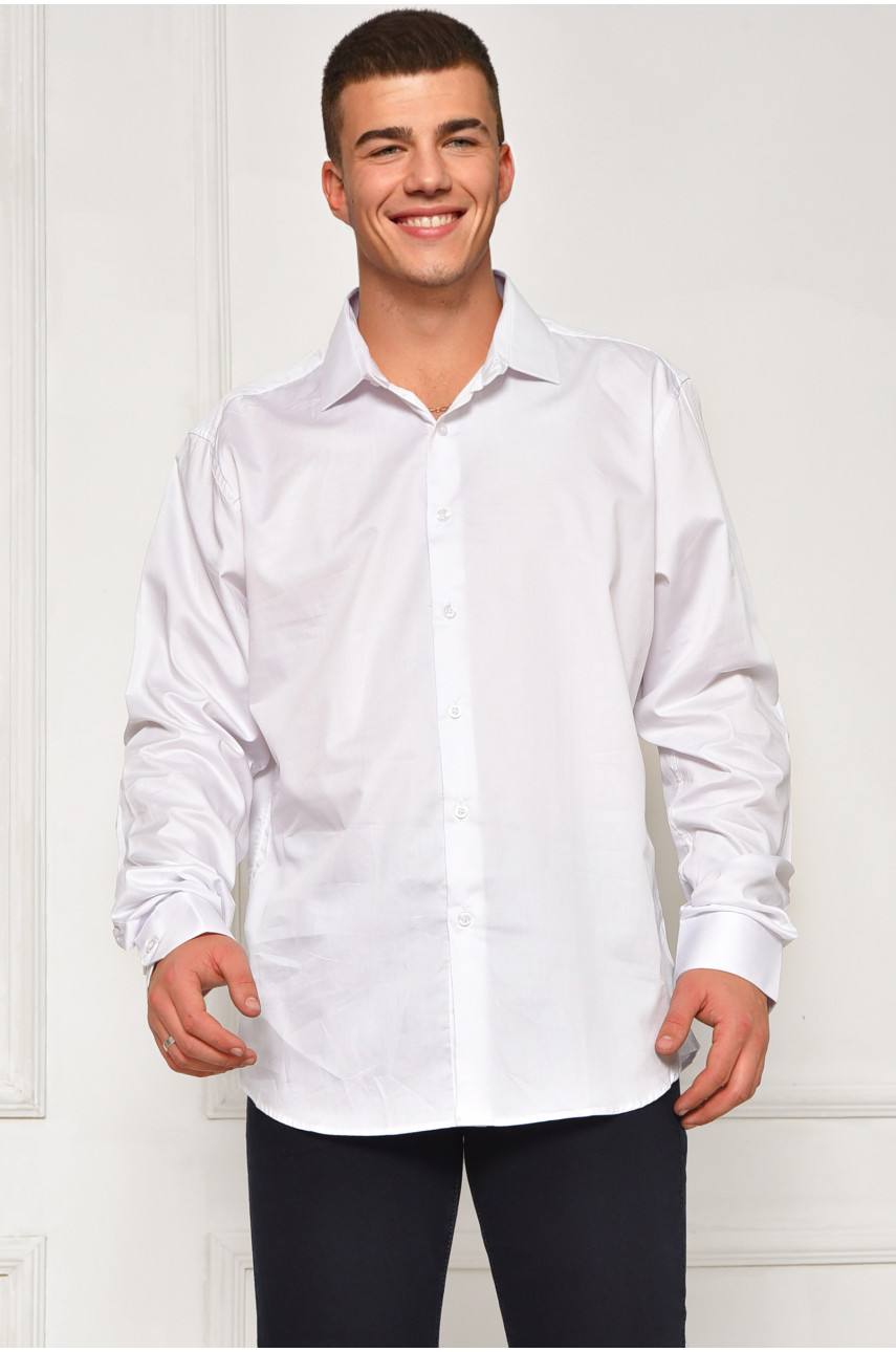 Рубашка мужская однотонная белого цвета 7387 208238